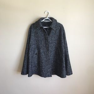 Wool Speckled Grey Poncho Cape